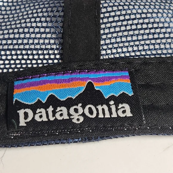 PATAGONIA Cap Hat Black Snap Back Patch Trucker Mesh Mountain Outdoors - Picture 5 of 10